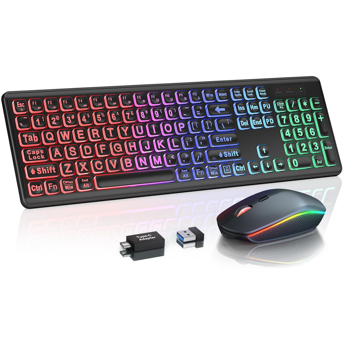 Wireless Keyboard and Mouse Combo - RGB Backlit