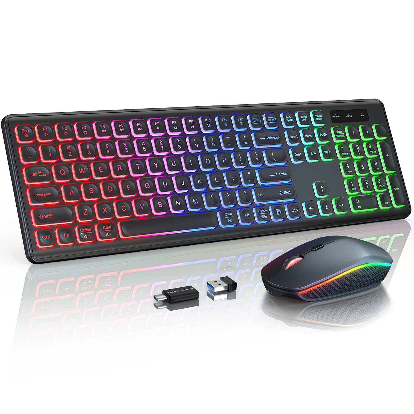 Wireless Keyboard and Mouse Combo - RGB Backlit