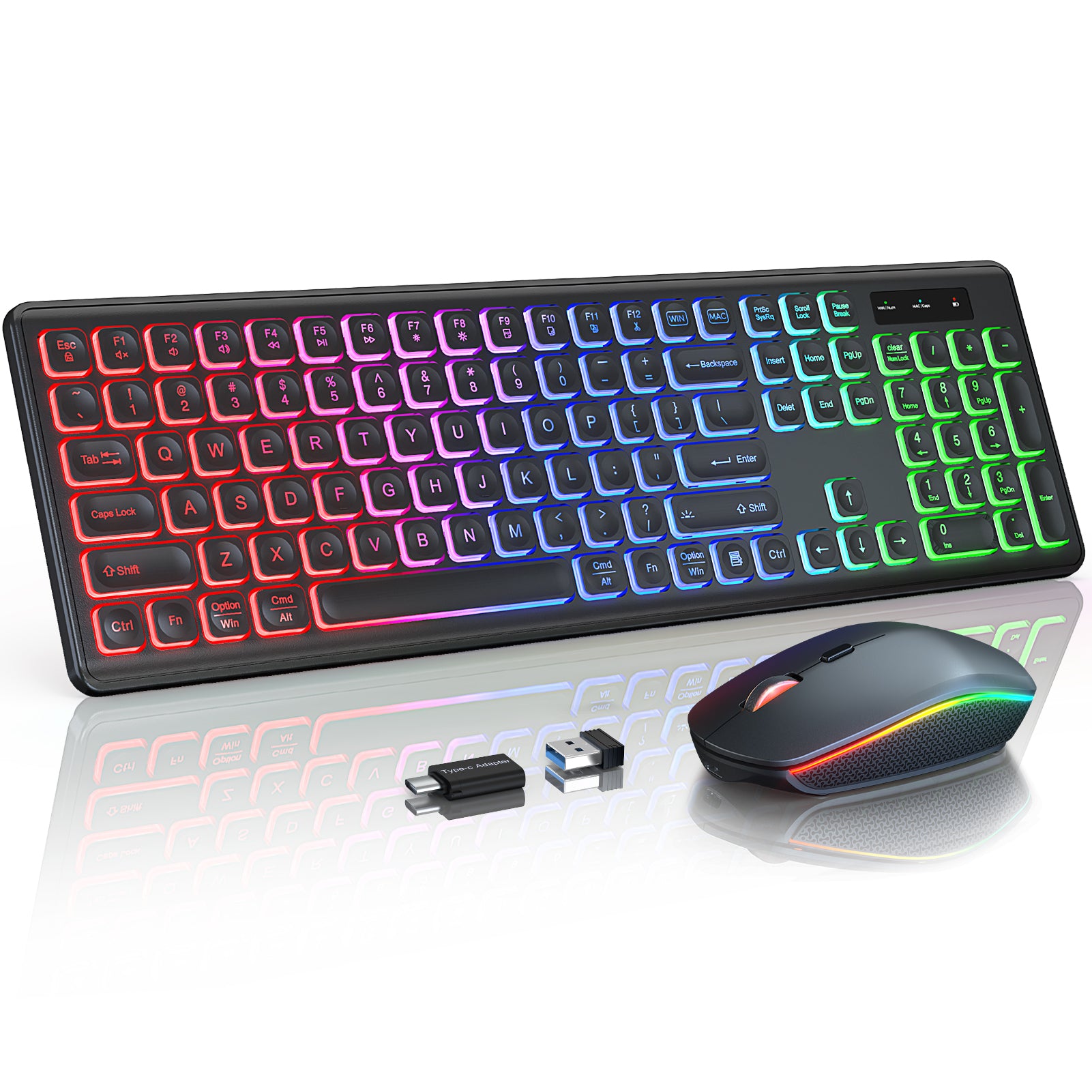 Wireless Keyboard and Mouse Combo - RGB Backlit