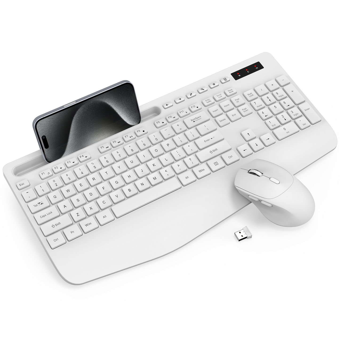 Wireless Keyboard and Mouse Combo - Full-Sized Ergonomic Keyboard with Wrist Rest