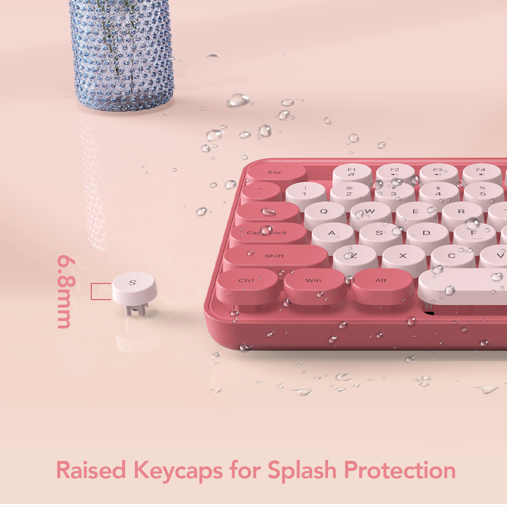 Wireless Keyboard and Mouse Combo, Retro Round Keycaps