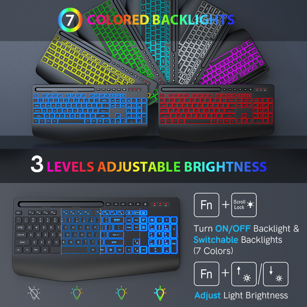 Wireless Keyboard and Mouse Combo - 7Color Backlit