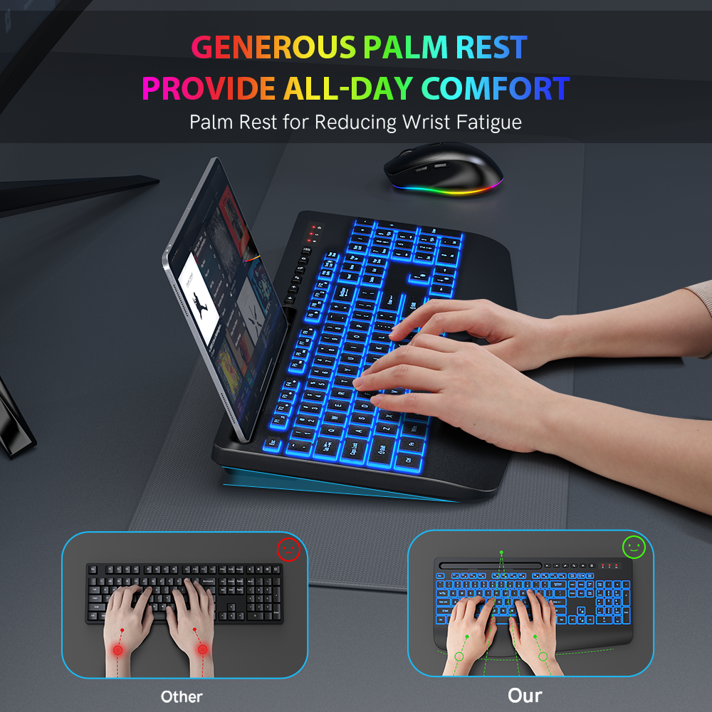 Wireless Keyboard and Mouse Combo - 7Color Backlit