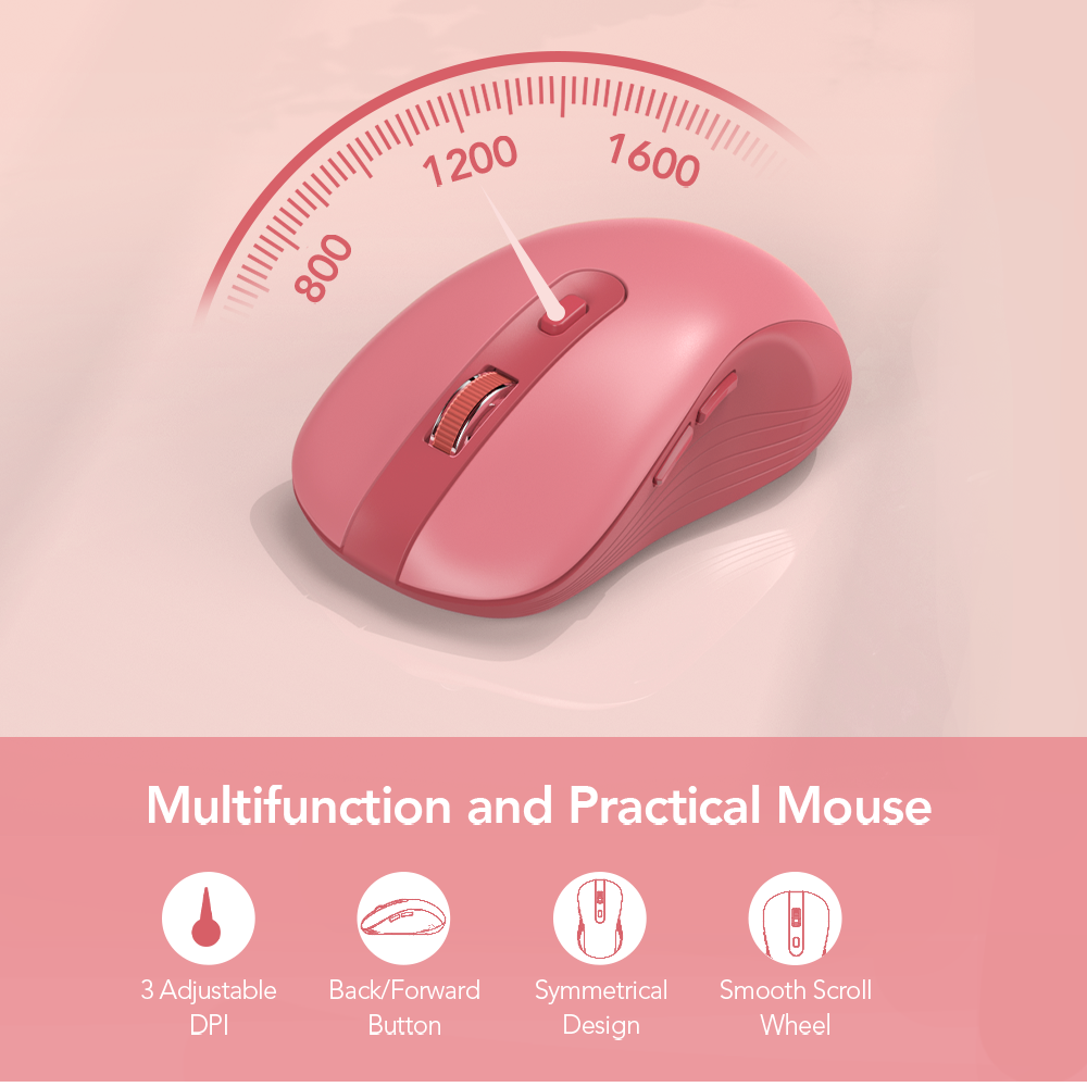 Wireless Keyboard and Mouse Combo, Retro Round Keycaps