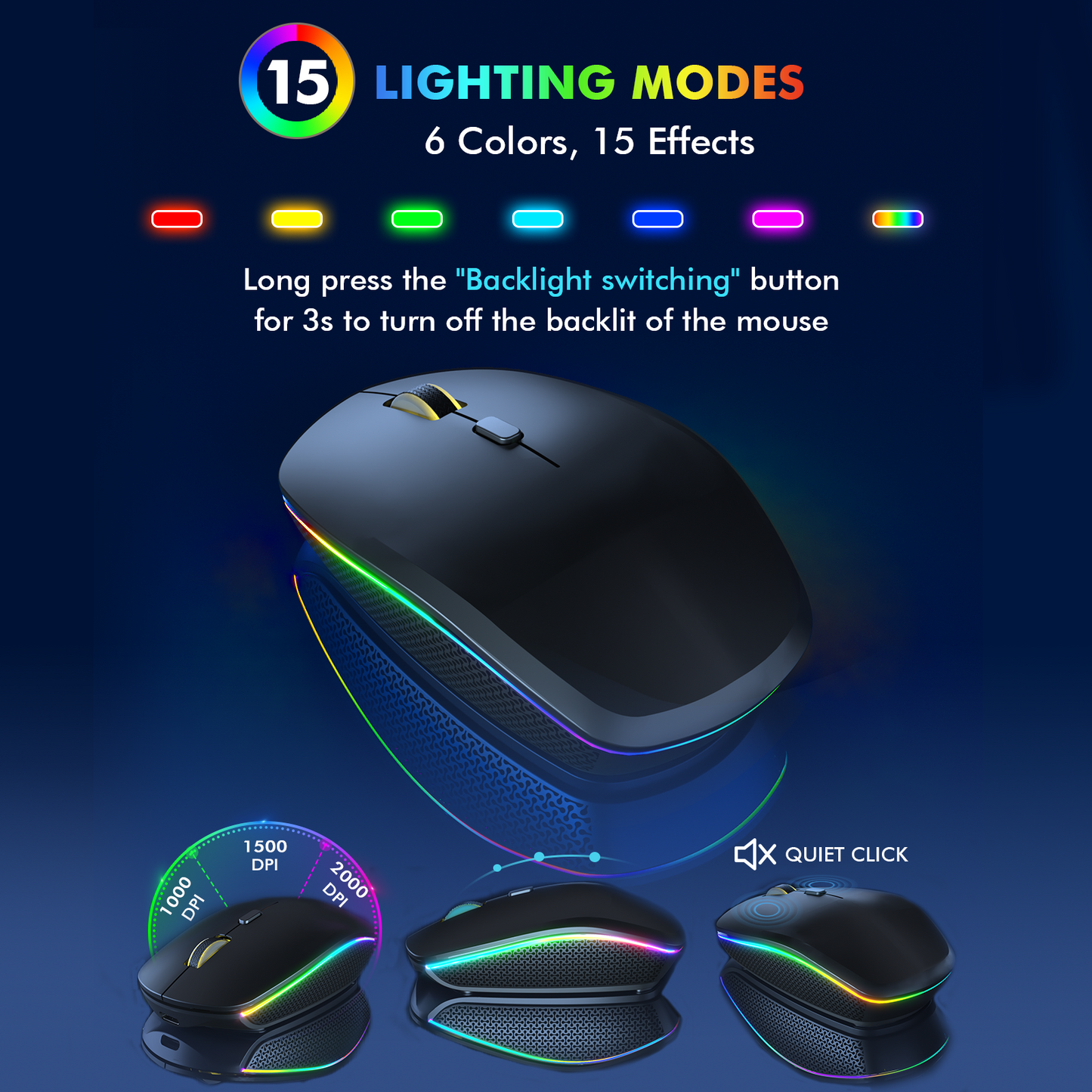 Wireless Keyboard and Mouse Combo - RGB Backlit