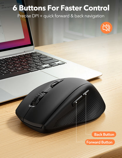 Wireless Keyboard and Mouse Combo, Full Size with Wrist Rest, Trueque KM71 | Ergonomic, Wider Wrist Support, Sleep Mode, Silent Typing, 3 DPI Mouse, USB-C Adapter, 2.4GHz Stable for Laptop, PC