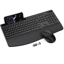 Wireless Keyboard and Mouse Combo, Full Size with Wrist Rest, Trueque KM71 | Ergonomic, Wider Wrist Support, Sleep Mode, Silent Typing, 3 DPI Mouse, USB-C Adapter, 2.4GHz Stable for Laptop, PC