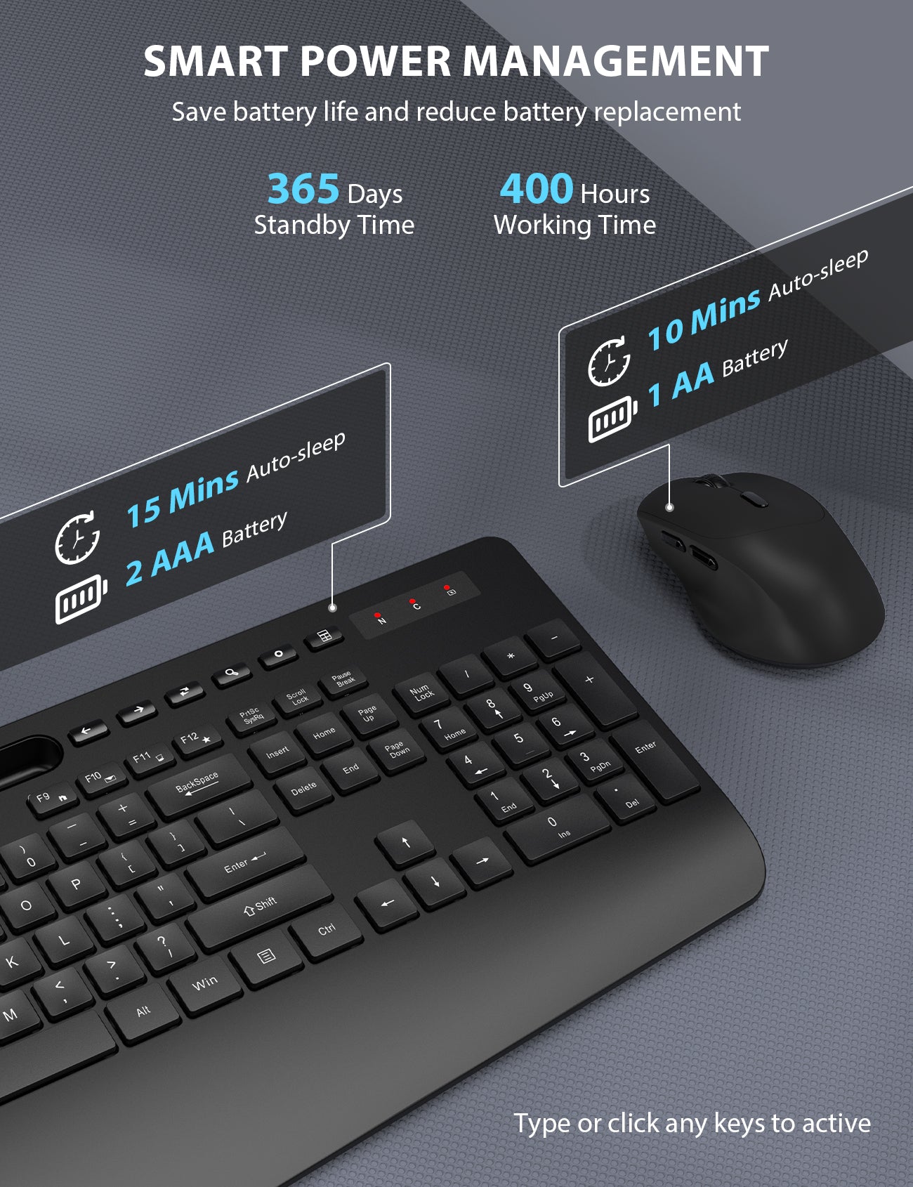 Wireless Keyboard and Mouse Combo - Full-Sized Ergonomic Keyboard with Wrist Rest, Phone Holder, Sleep Mode, 2.4G Quiet Keyboard for PC Laptop, Complete Work Setup for Office or Home -Trueque KM23