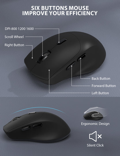 Wireless Keyboard and Mouse Combo - Full-Sized Ergonomic Keyboard with Wrist Rest, Phone Holder, Sleep Mode, 2.4G Quiet Keyboard for PC Laptop, Complete Work Setup for Office or Home -Trueque KM23